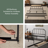 Sydney Platform Metal Bed with Scooped Accent Vertical Bar Headboard