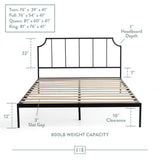 Sydney Platform Metal Bed with Scooped Accent Vertical Bar Headboard