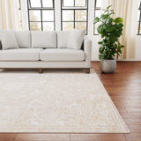 Vintage Oriental Cream and Beige Area Rug