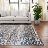 Modern Lattice Area Rug - Dark Gray and Blue