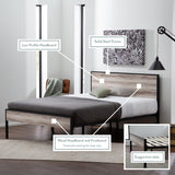 Carson Wood and Metal Platform Bed Frame with Headboard