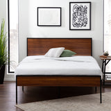 Carson Wood and Metal Platform Bed Frame with Headboard