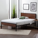 Carson Wood and Metal Platform Bed Frame with Headboard