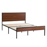 Carson Wood and Metal Platform Bed Frame with Headboard