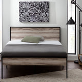 Carson Wood and Metal Platform Bed Frame with Headboard