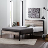 Carson Wood and Metal Platform Bed Frame with Headboard