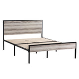 Carson Wood and Metal Platform Bed Frame with Headboard