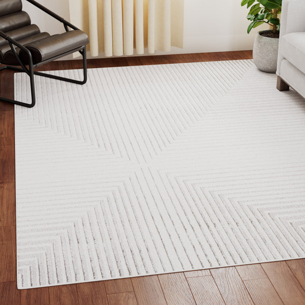 Modern Gray Abstract Striped Area Rug