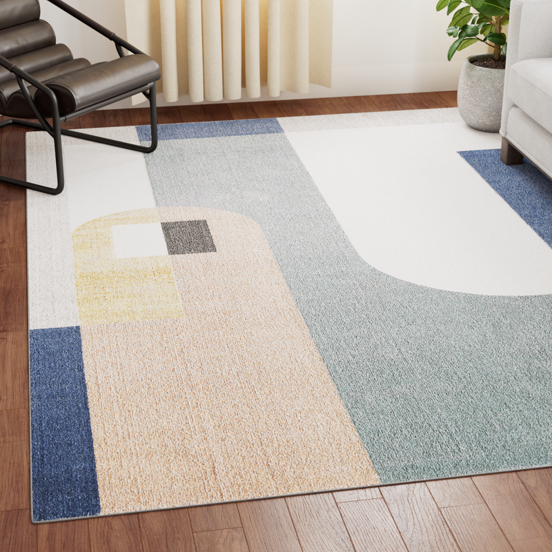 Abstract Geometric Block Area Rug