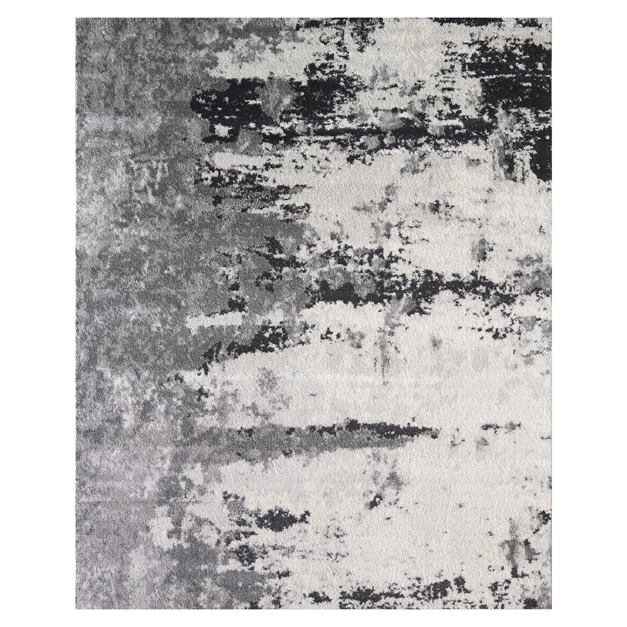 Abstract Distressed Area Rug - Black and Cream – Edenbrook