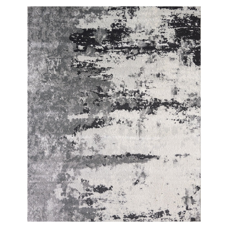 Abstract Distressed Area Rug - Black and Cream