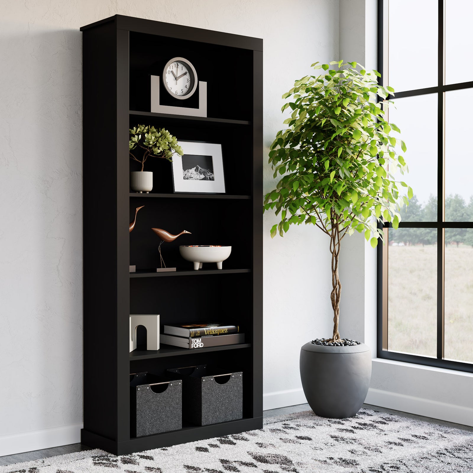 Sumac Laminate Five Shelf Bookcase – Edenbrook