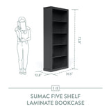 Sumac Laminate Five Shelf Bookcase