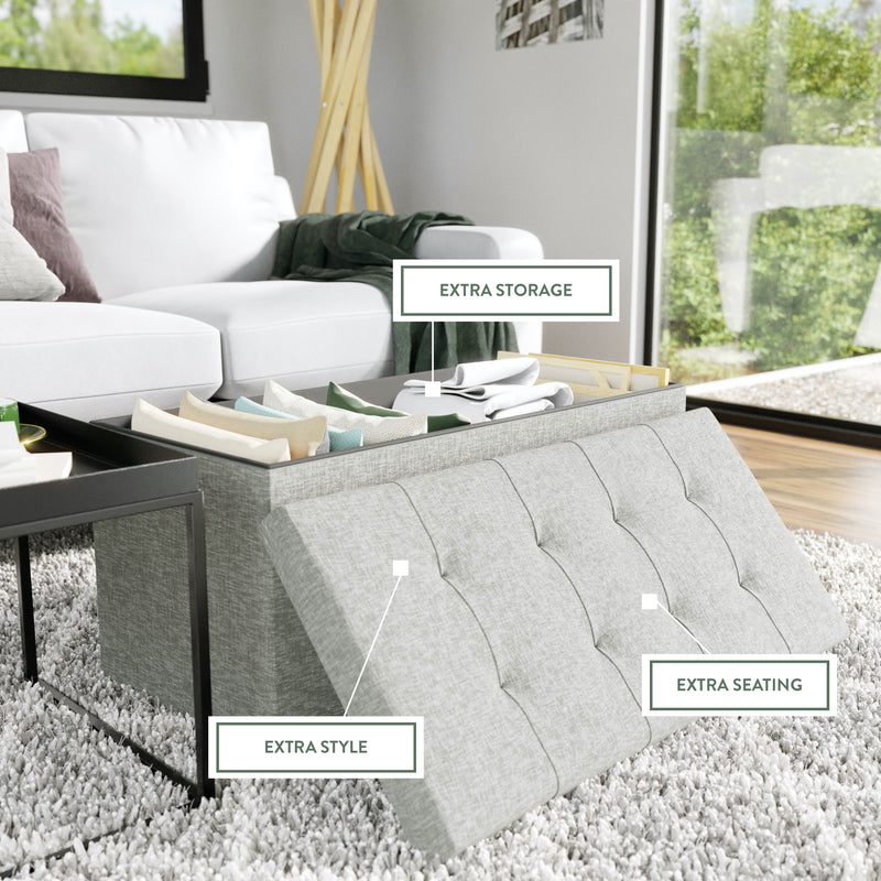 Foldable Rectangle Storage Ottoman