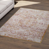 Vintage Oriental Distressed Area Rug – Cream Multi-Color