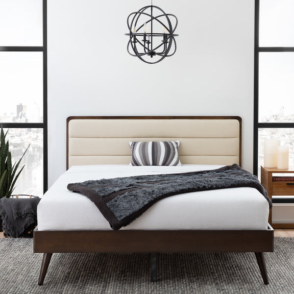 Canterbury Wood Bed Frame with Upholstered Headboard
