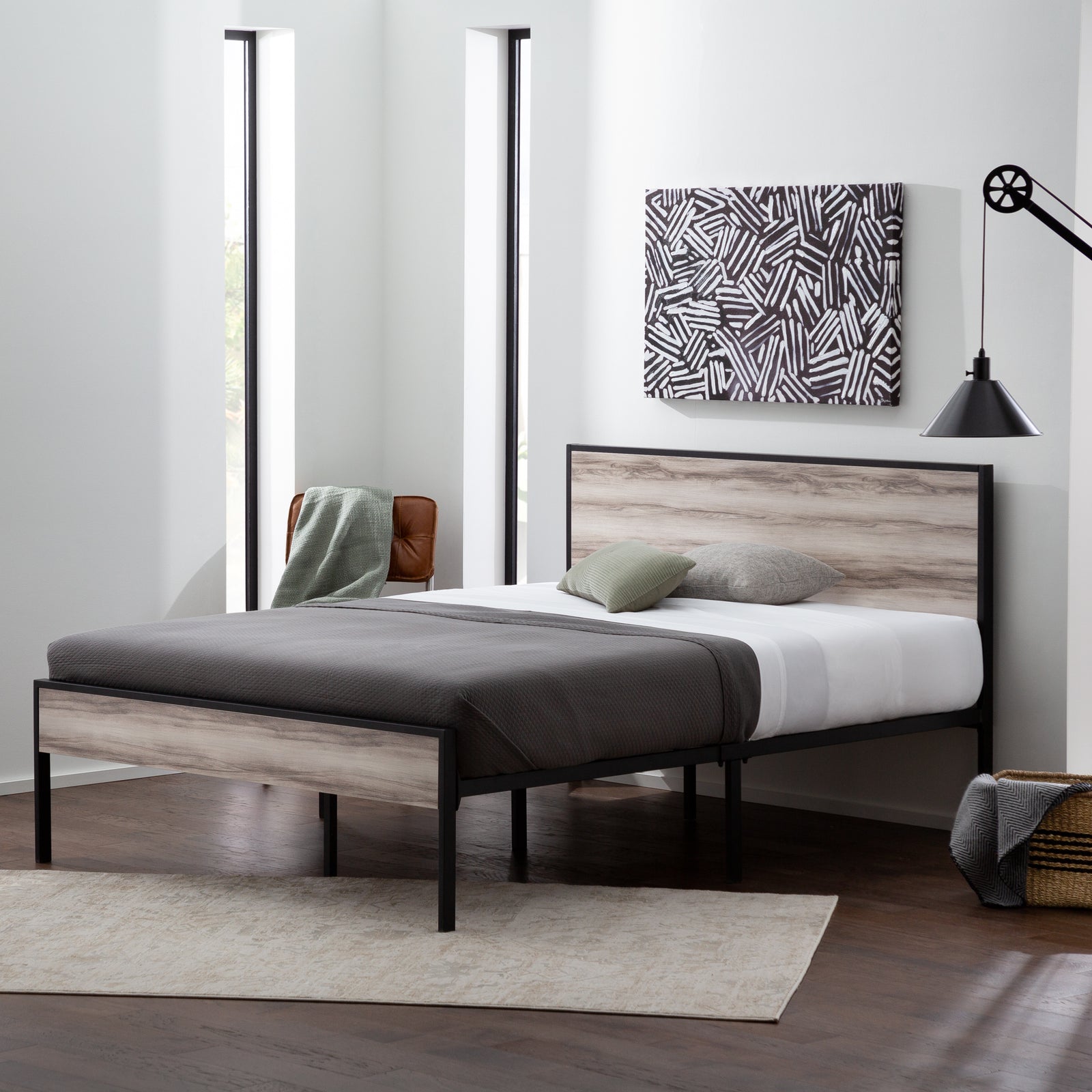 限定版 Carson Wood Headboard with Frame Bed Platform Metal and デュエルマスターズ