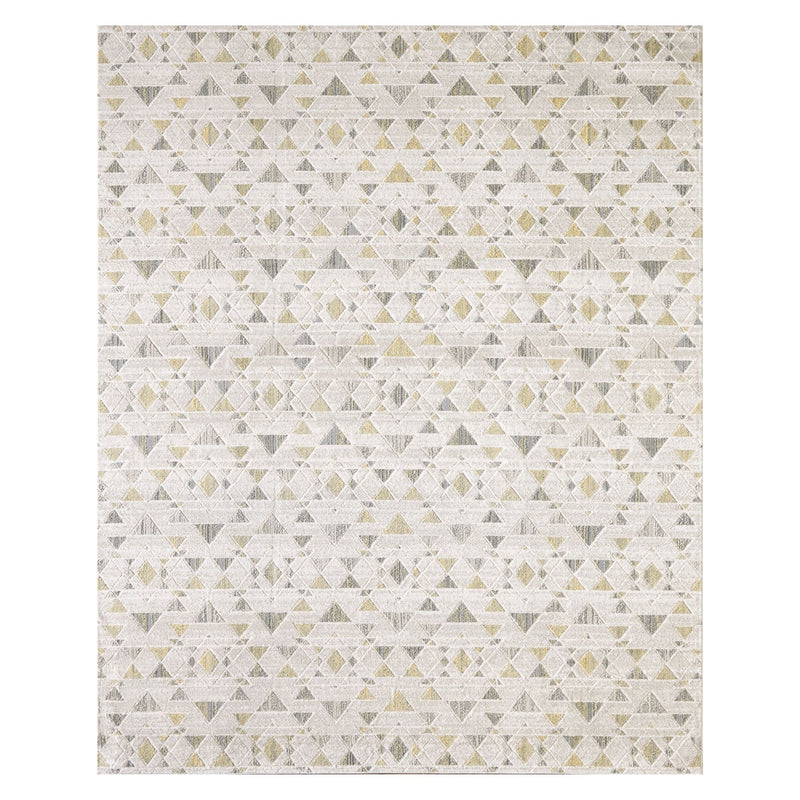 Abstract Triangle Pattern Area Rug - Cream & Gray